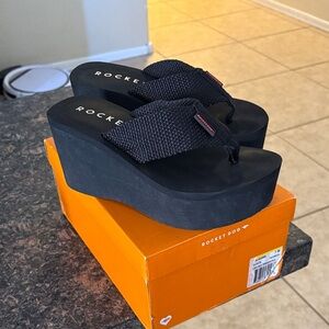 Rocket Dog Black Platform Flip Flop